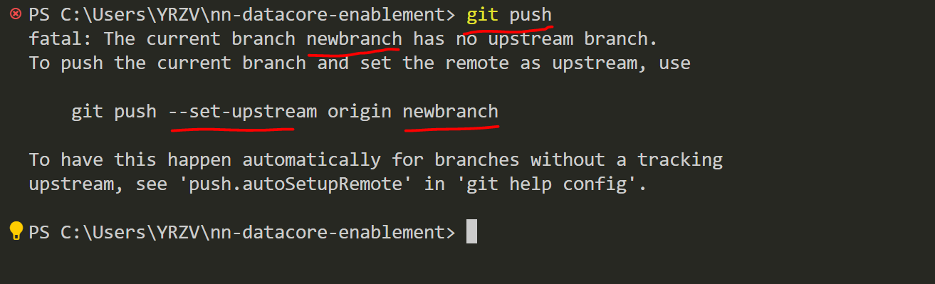 push new branch