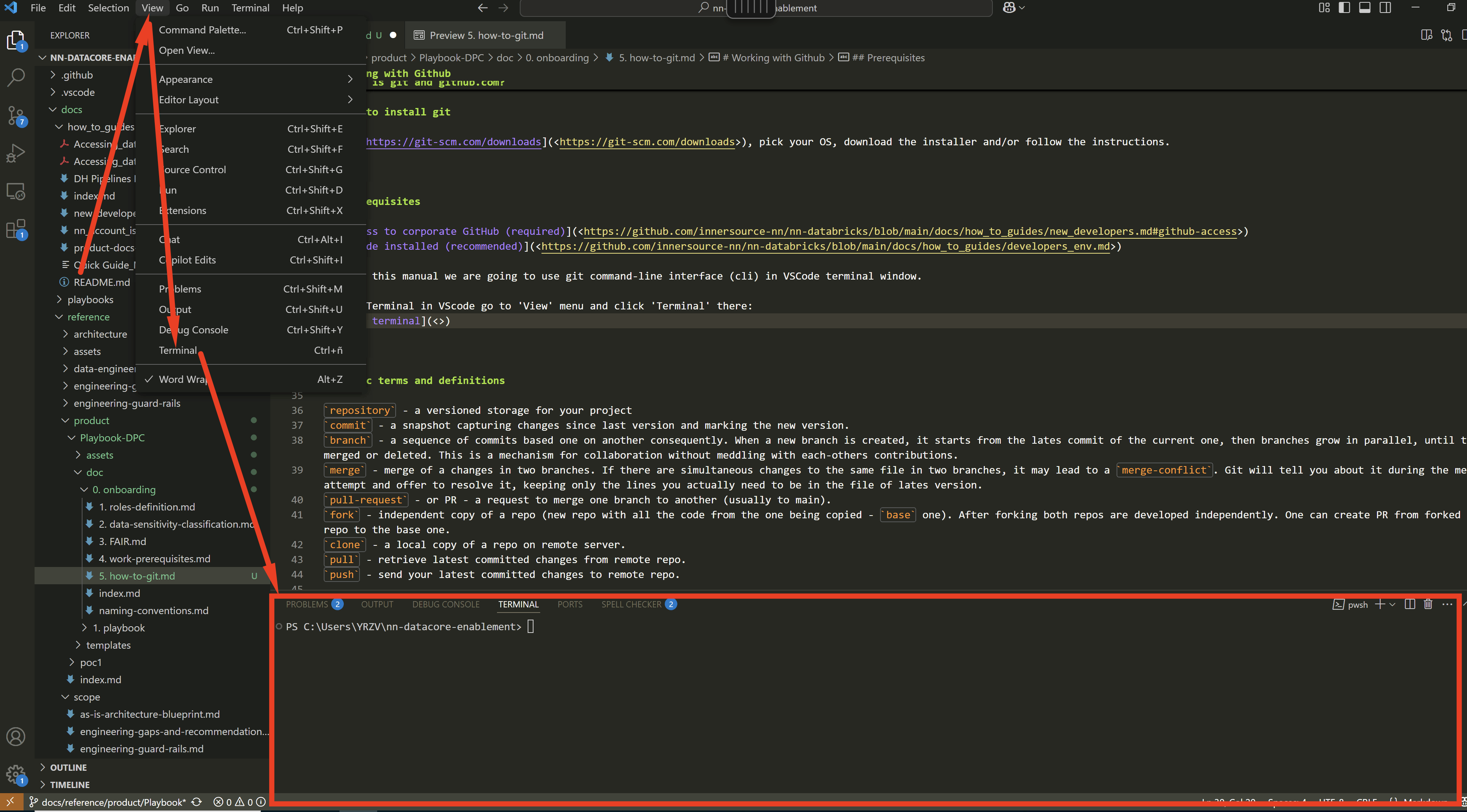 VCode terminal