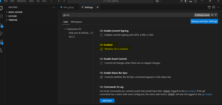 Enable Git in VSCode